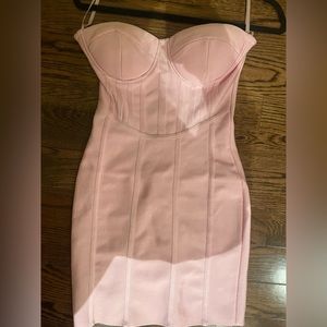 Pink strapless bandage dress